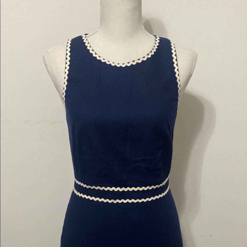 J. Crew Blue Sheath Mini Dress Sleeveless Halter - Picture 4 of 4